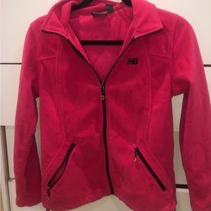 NEW BALANCE PINK FUZZY ATHLETIC JACKET WITH ZIPPER SIZE PETITE SMALL